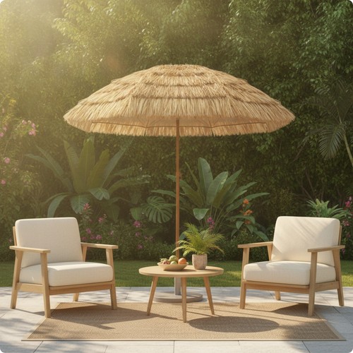 Sonnenschirm mit reetdach - sonnenschirm,