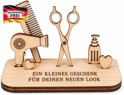 Friseurdeko holzaufsteller mit - holzaufsteller,