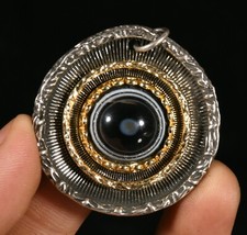 7cm tibet silber gilt inlay - silber,