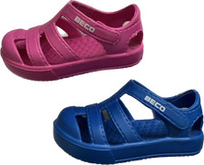BECO Kinder Sandalen Badeschuhe mit Klettverschluss in blau + pink ver. Größen
