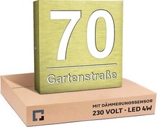 HAUSNUMMER BELEUCHTET EDELSTAHL 30X30 PERSONALISIERTE DÄMMERUNGSSENSOR LED 230V