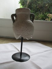 Kleine hübsche Keramik-Amphore 2 Griffen & Metallgestell/Ständer Deko H. 18,5cm