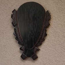 Trophäenschild geschnitzt Damhirsch Rothirsch Hirsch Geweih Hirschgeweih AF 25cm