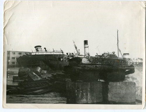 Altes foto schiff land - schiff, an