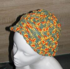Mütze mit Blüte*gehäkelt*Mischgarn*mehrfarbig Farbverlauf*bis Kopfumfang 60 cm