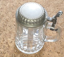 ALWE-Bierkrug mit Zinndeckel – Glaskrug Vintage – 0.3 l – Bodenprägung