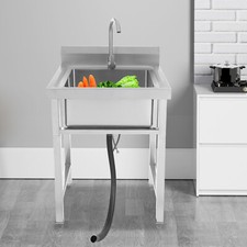 Handwaschbecken Gastro Waschbecken Edelstahl  Edelstahlspüle Seitige Aufkantung