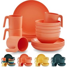 Geschirr Set 16 Stück Kunststoff unzerbrechlich BPA-frei9 Tassen Teller Schüs...