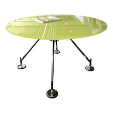 Tecno Tisch Nomos Rund Glas Grün Gestell Verchromt