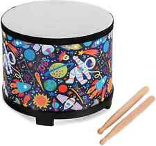Kinder Trommel Astronaut Design 10" 25,5 cm Holz bunt Füße Drum Sticks Spielzeug