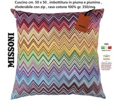 Missoni Kissen Cm. 50 x 50 Double Face piuma e piumino 100% raso cotone pesante