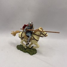 HAUSSER Elastolin Normanne Reiter zu Pferd mit Lanze Speer 7cm BV II Top Zustand