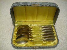 6x Alpacca Gowe Silber Kaffelöffel /Teelöffel im Box, gebraucht, guter Zustand