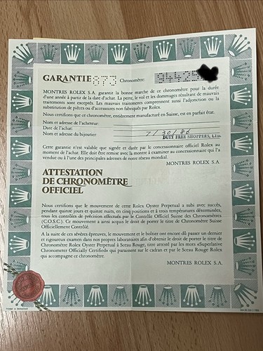 Original rolex garantie - rolex,