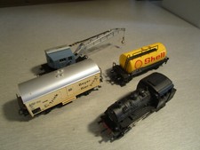 5x Märklin 3000 Dampflok Br 89006 + Kühlwagen Beyer-Bier Kesselwagen Shell H0