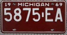 Michigan Nummernschild 1969