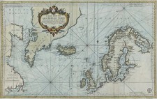 Antike Landkarte "Carte Reduite Des Mers Du Nord" (Nordeuropa) J.N. Bellin, 1751