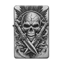 Totenkopf Feuerzeug Skull Messer Lasergravur + Gravurtext personalisierbar