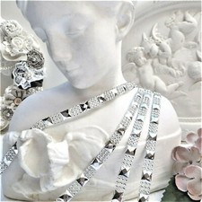 2m Strassband Silber Dekoband