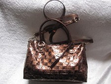 Henkel-Handtasche geprägt "FERRÉ MILANO" kupferbraun, fast NEU