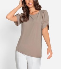 Mode von Heine Damen Shirt Oberteil Rundhals Kurzarm Jersey sesam NEU