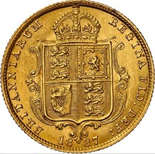 1/2 Sovereign 1887 Großbritannien London Victoria NGC MS62 Gold Münze Top (1690)
