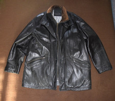 Giorgio, schwarze Herren Lederjacke / Echtleder, Gr. 54, mit Kunst-Pelz