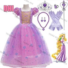 Rapunzel Tangled Kostüm Mädchen Prinzessin Kleid Cosplay Party Kinder Outfit DHL