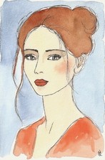 PORTRAIT Frau Mädchen Tusche