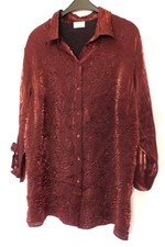 Long Bluse von Doris Streich weinrot schimmernd Gr. 52 /54 - TOP !!!