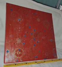 HANDGEMALTES UNIKAT Sonne-Mond-Sterne, Esoterisch,30x30cm,Leinwand auf Keilrah.