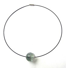 Fluorit Kugel 20 mm facettiert mit 45 cm Halsreif Stahl schwarz Magnetverschluss