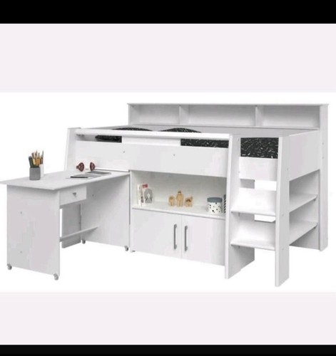 Weißes kinder hochbett holz - kinder-hochbett,