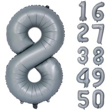Grau Geburtstag Ballon Zahl 8
