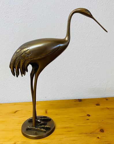 Messing skulptur reiher - skulptur, vogel