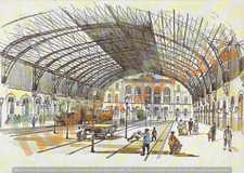 Berlin AK Bahnhof Ostbahnhof um 1868 historische Grafik Ansichtskarte