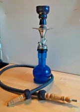 Vintage: ? Shisha WASSERPFEIFE 41cm ♥kobaltblaues Glas + Beduin-Silber♥ 1980er
