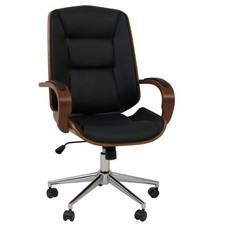 B-Ware Bürostuhl MCW-O83, Kunstleder (280g/m²) Bugholz Walnuss-Optik, schwarz