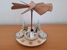 Teelichtpyramide mit Schneemann, Erzgebirge Kuhnert  *TOP*