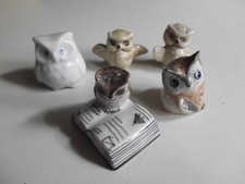 5 Setzkastenfiguren: kleine EULEN - Konvolut - verschiedene Arten, 2,5-3 cm hoch