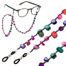 FEFI® Brillenkette: “MIA” mit echtem, gefärbten Perlmutt und Glasperlen