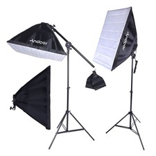 Andoer Fotostudio Softbox Beleuchtungsset 3 45W LED 4 in 1 Lichtständer