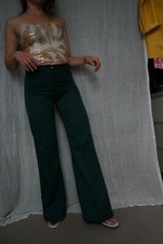 60er 70er Hose Vintage Schlaghose XS Grün weites Bein Marlene