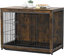 Hundekäfig Hundebox mit Schiebetür, Hundehütte mit Holzoptik große Hunde 111L-G1