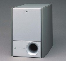 JVC SP-PW100 Aktiv Powered Subwoofer Bass Lautsprecher Box 60 Watt silber grau