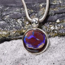 Opal Anhänger, 925er Silber, Edelsteinanhänger (12564), Boulder Opal