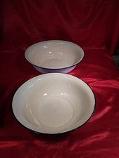 2 Alte Emaile Schüssel Wanne Vintage Weiß (2991)