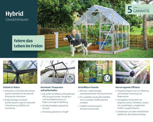 Gewächshaus hybrid 6x8 - gewächshaus,