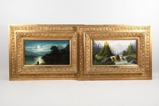 N92G48- Paar Prunkrahmen mit Gemälden bezeichnet H.Moser um 1880/1900