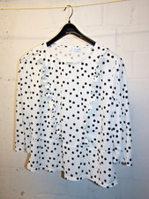 Damen Bluse XL weiß mit schwarzen Punkten Vintage Bonprice Bodyflirt